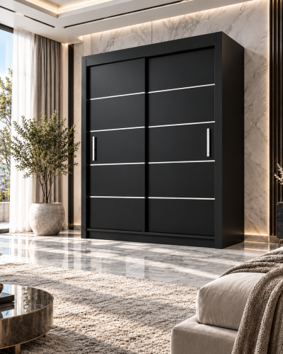 Daisy 2 Door Sliding Wardrobe Modern Bedroom Clothes Storage Closet Furniture