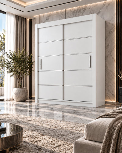 Daisy 2 Door Sliding Wardrobe Modern Bedroom Clothes Storage Closet Furniture