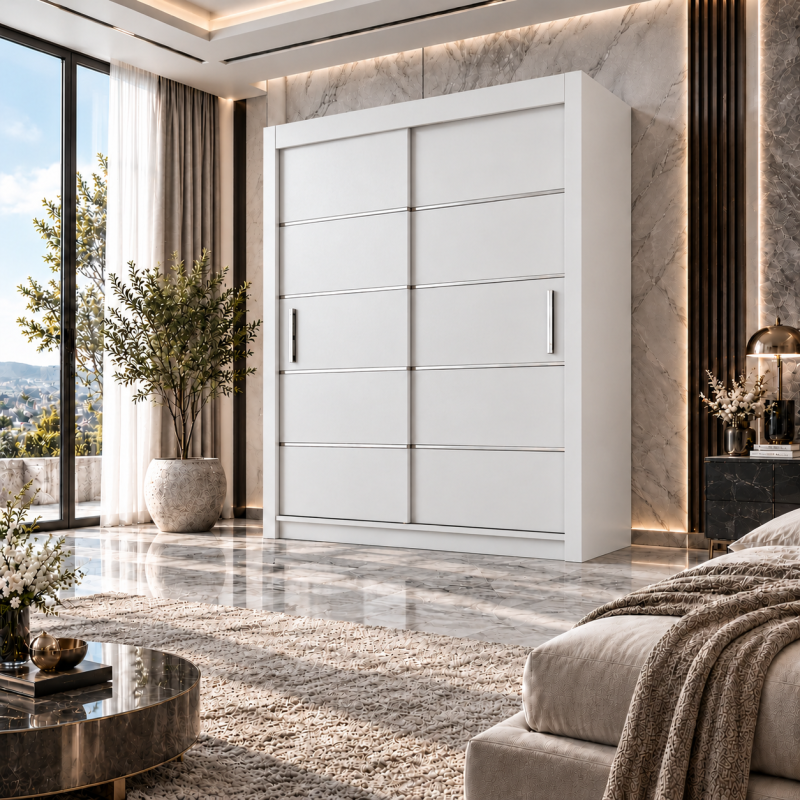 Daisy 2 Door Sliding Wardrobe Modern Bedroom Clothes Storage Closet Furniture