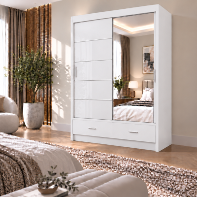 Flavia Luxe Sliding Wardrobe for Bedroom | High Gloss Finish, 3 Sizes & 3 Colors