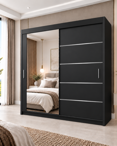 Linden Luxe Sliding Door Wardrobe Cabinet Bedroom in 5 Sizes & 4 Colours