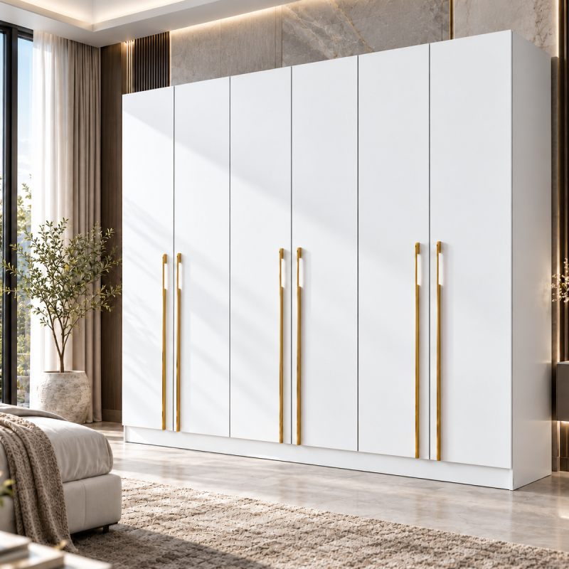 Sienna Luxury 4 & 6 Door Wardrobe Sleek Laminated Bedroom Storage Closet Unit
